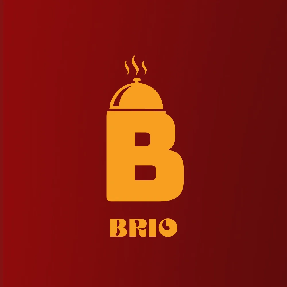 Brio logo with wordmark on red