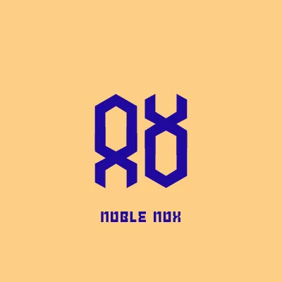 NobleNox logo, blue on gold